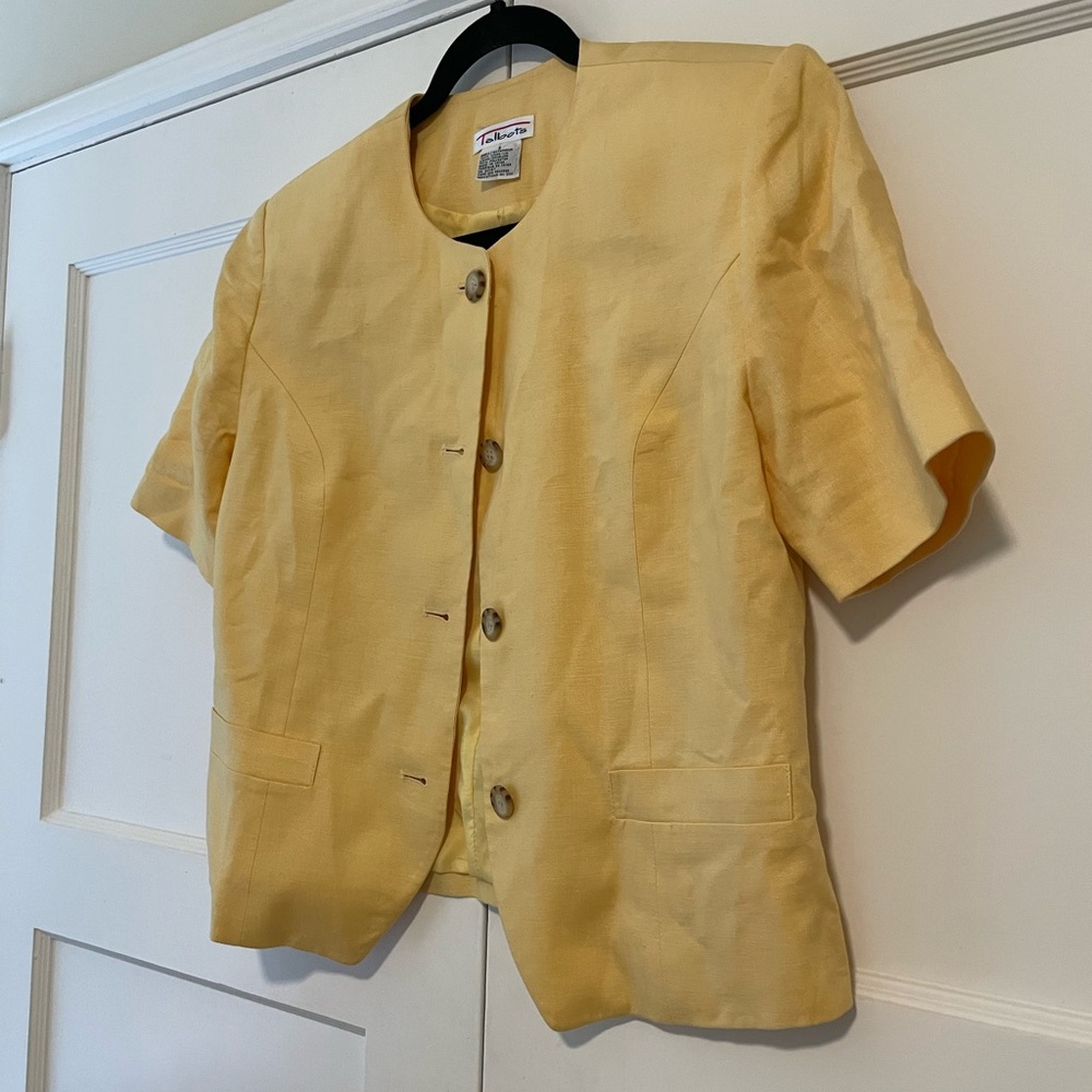 Talbots Short Sleeve Linen Blazer Button Down Suit Jacket / Top - Picture 2 of 3